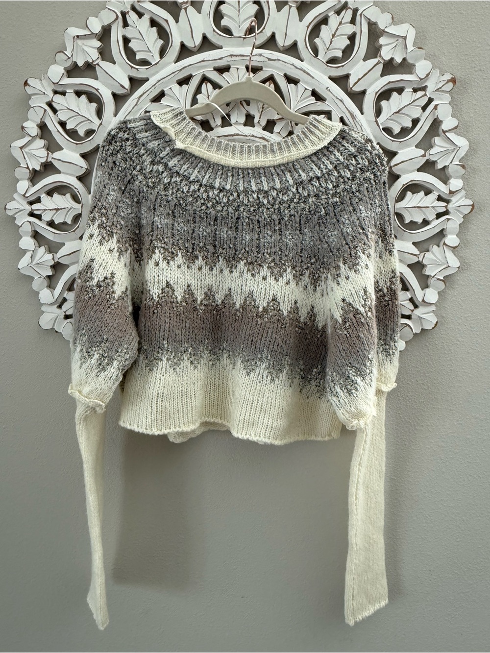 Free People Home for the Holidays Sweater Balloon Sleeve Wool Blend, Small - Picture 3 of 4